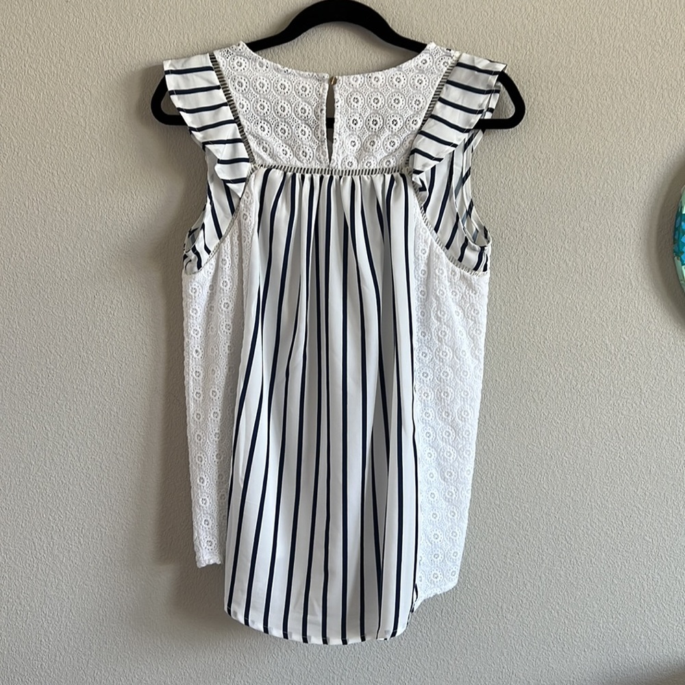 Doe & Rae Stripe & Eyelet Ruffle Sleeve Top - Picture 6 of 6